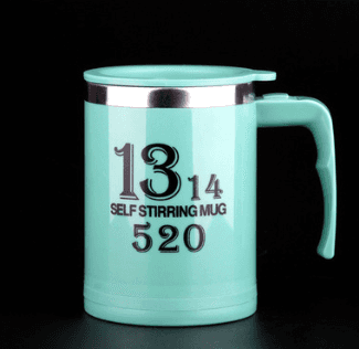 Coffee Self Stirrer Mug With Creative Handle, With Lid