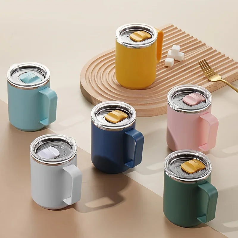 Stainless Steel Insulated Coffee Mug – 450 ml (Double-Wall Vacuum, Handle & Lid)